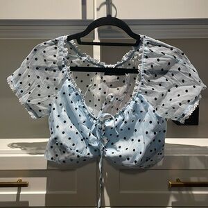 Cute light blue polka dot crop top